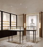 Comptoir de parfumerie sur mesure Sundo, vitrine autoportante en verre, présentoir à parfums avec éclairage LED, durable et écologique pour