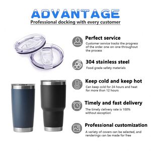 Custom Logo 20/30oz <b>Double</b>-<b>Wall</b> Stainless Steel Insulated Travel Tumbler BPA-Free Coffee Mug Magnetic Lid for Home Office Beer - Product Image 2