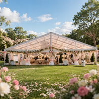 Tente de réception transparente pour mariage avec couverture en PVC transparent, structure en aluminium pour utilisation en intérieur, capacité de 1000 personnes