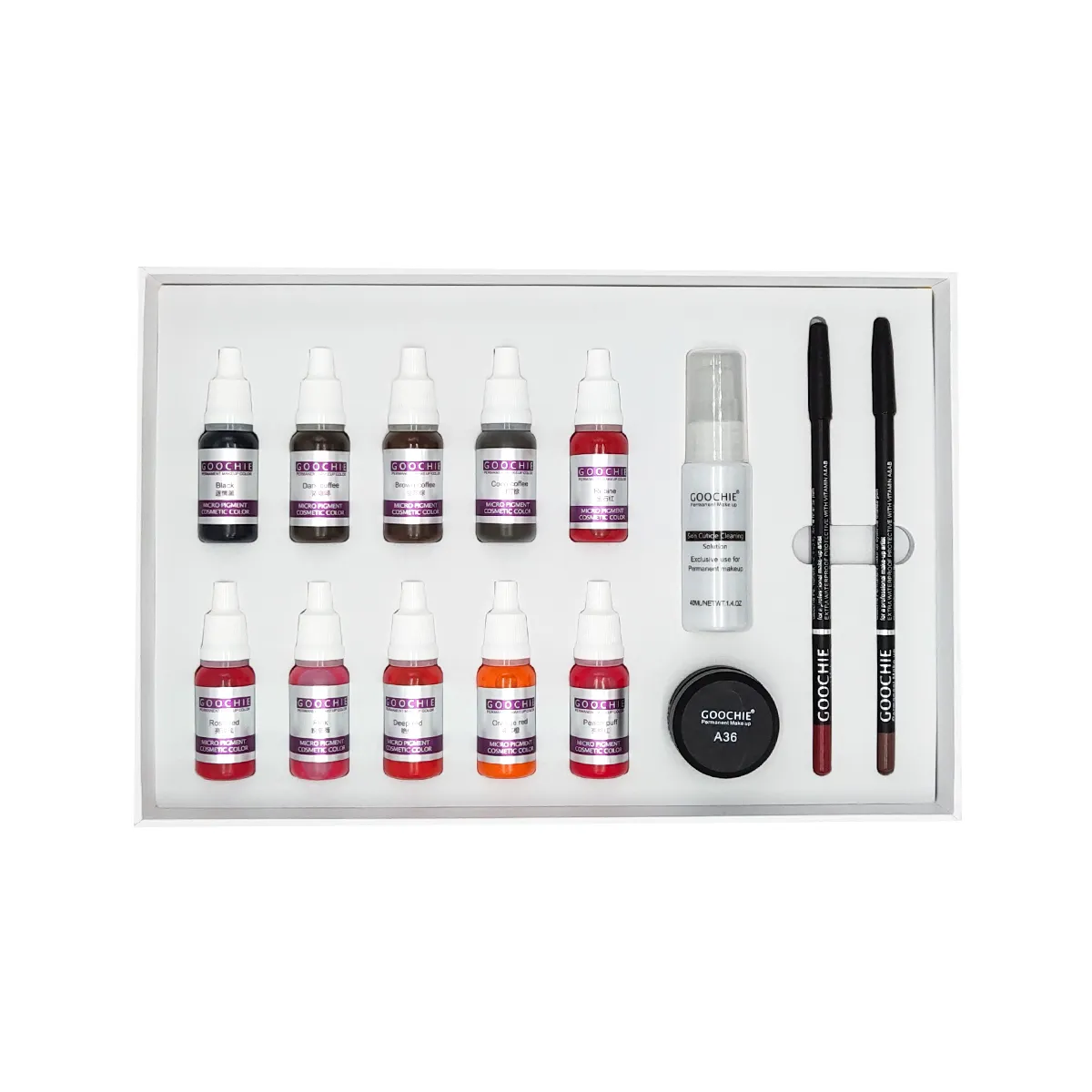 Goochie – Kit professionnel M8 10 couleurs, Kit de Pigment de maquillage Permanent, fournitures de tatouage, Kit d'encre pour sourcils et lèvres