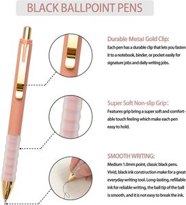 Stylos à bille noirs à pointe moyenne 1 mm avec grip super doux, stylo à bille rétractable pour hommes et femmes - Product Image 2
