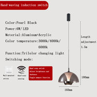 Luminaire suspendu LED en aluminium personnalisé, petite taille, hauteur réglable, intensité variable, style nordique minimaliste, noir, garantie 2 ans, AC