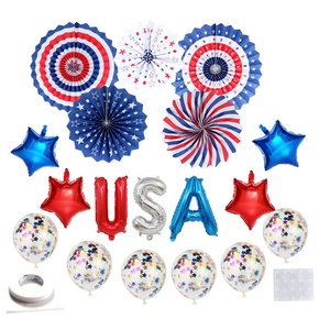 Abanicos de Papel Rojo, Azul y Blanco, Decoraciones Patrióticas para Fiestas, Estilo Bandera de EE. UU., Globos para Celebración de <span class=keywords><strong>Carnaval</strong></span>, Día de la Independencia - Product Image 3