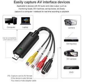 Adaptateur de carte de capture audio vidéo USB avec câble USB Convertisseur de capture vidéo USB 2.0 vers RCA pour périphérique de capture TV DVD VHS - Product Image 3