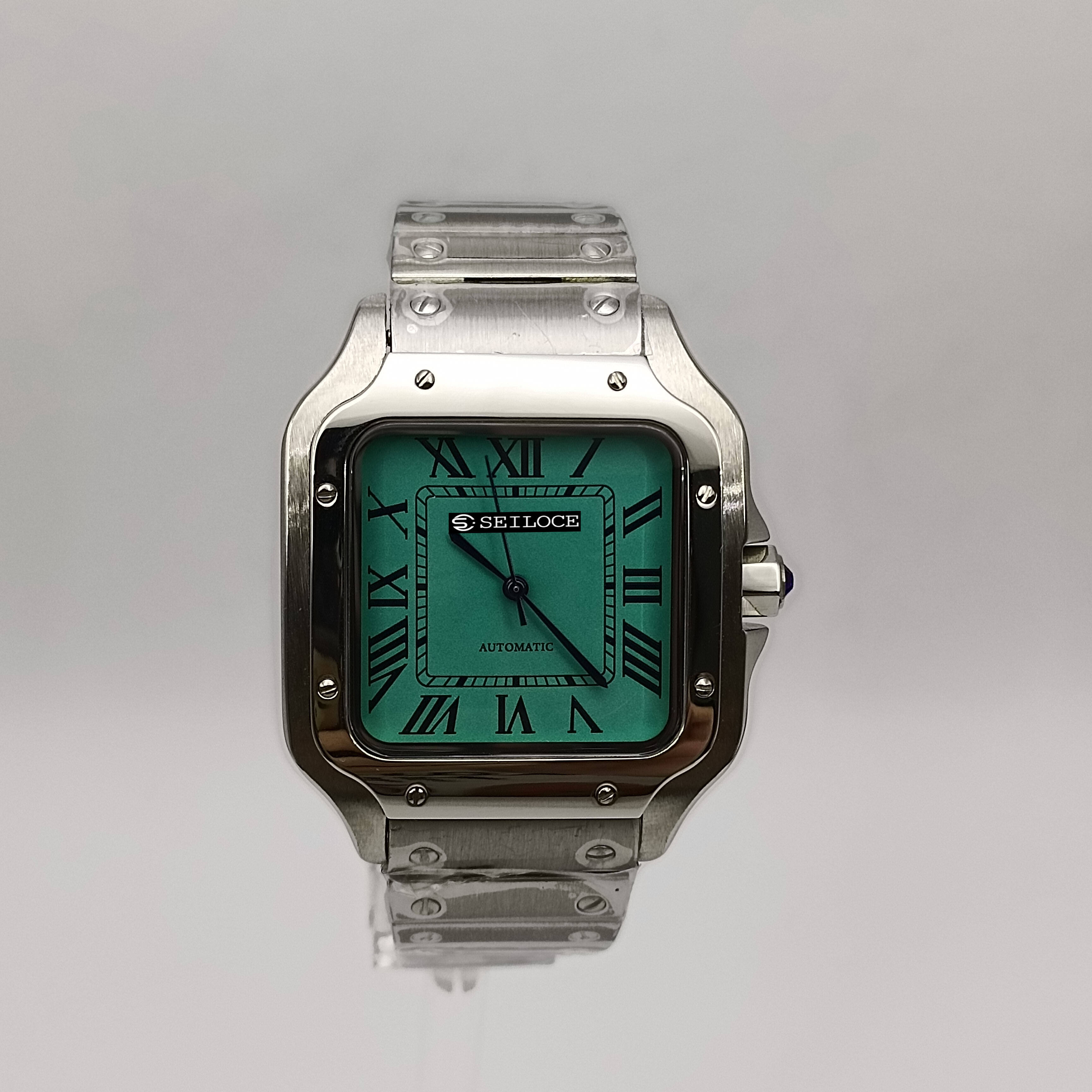 Silver Case+Blue Green Dial