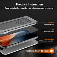 Protection d'écran en verre trempé Easy Fit pour iPhone 17 Pro Max, couverture intégrale, anti-rayures 9H avec kit d'installation sans poussière