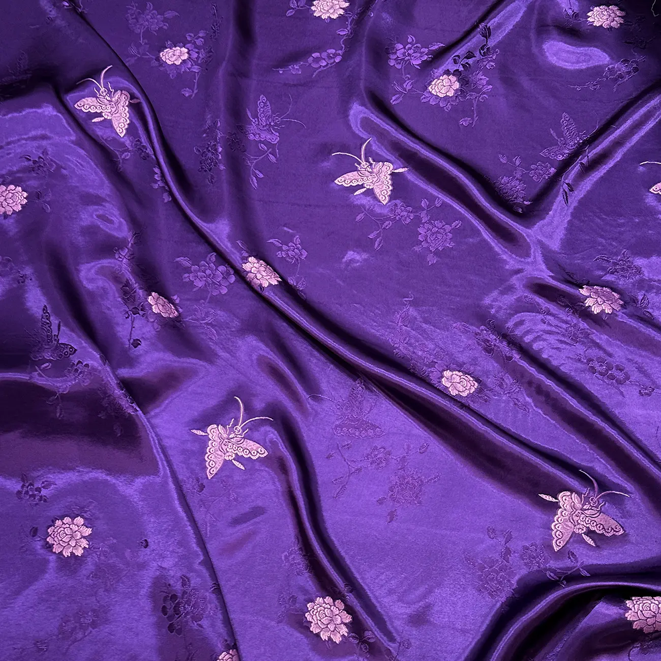 Искусственная атласная шелковая ткань с цифровым принтом из бамбука plum100 % полиэстера жаккардовая атласная ткань для платья