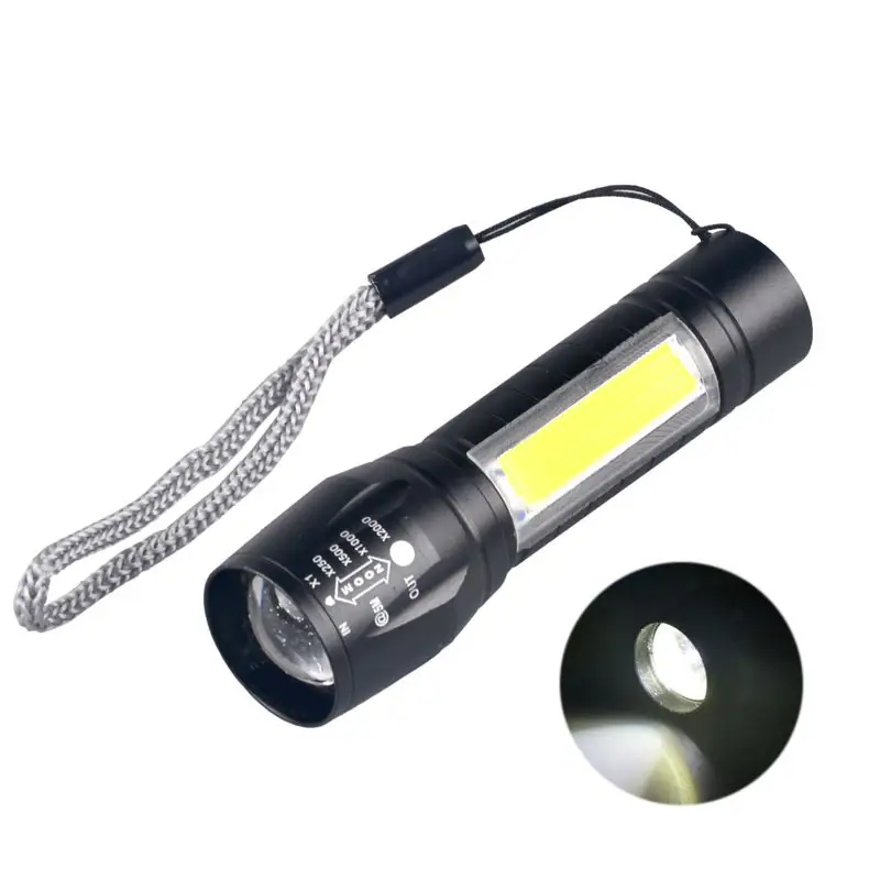 High lumen mini flashlight Water Resistant COB led aluminium flashlight us Rechargeable Portable Flash Light