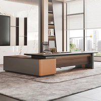 Bureau de direction en bois en forme de L, mobilier de bureau haut de gamme, sensation de luxe, bureau de direction en forme de L de luxe
