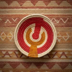 Traditional African Handwoven <b>Storage</b> <b>Basket</b> Colorful Coiled Raffia <b>Basket</b> for <b>Wall</b> Hanging & Organizing - Product Image 1