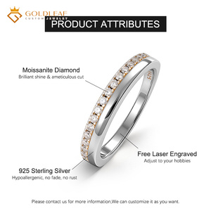 แหวนทองคำเปลวสั่งทำได้สำหรับทุกเพศ  ชุบเงิน S925 ประดับเพชรโมอิสซาไนต์ทรงกลมเจียระไนแบบเหลี่ยม ขนาด 1 มม./2 มม./3 มม. คุณภาพ D VVS เหมาะสำหรับใส่ในวันครบรอบหรือใส่ทุกวัน - Product Image 6