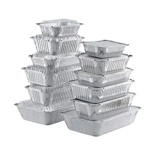 Emballage alimentaire jetable plats jetables en papier d'aluminium de restauration plateau en Aluminium avec couvercle en plastique