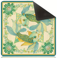 Tapis de Mahjong Personnalisé à Motif Carpe en Boue de Diatomée 800mm*800mm Antidérapant et Réducteur de Bruit pour Table de Mahjong