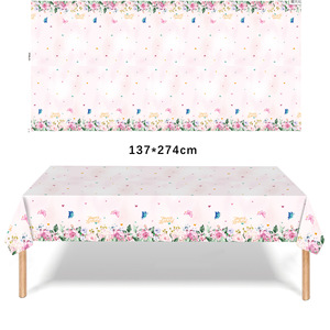 Butterfly Themed Disposable Tablecloths <b>Plastic</b> Party Picnic <b>Table</b> Covers With Flowers And Butterflies For Celebrations - Product Image 4