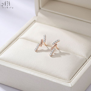 Popular Wholesale <b>Earrings</b> Jewelry Manufacturer Export 18K Rose Gold <b>Fine</b> Diamond Natural Round Shape Diamond Design <b>Earrings</b> - Product Image 5