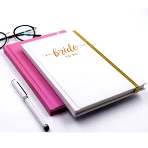 Custom pink business lady hardcover gold foil stamping journal hardcover diary agenda notebook with elastic bandKraft Libretas