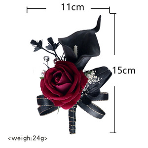 Ensemble de corsages de poignet en lys calla bordeaux, fleurs artificielles en soie, écologiques, résistantes aux UV, pour l'intérieur et l'extérieur, pour mariage, demoiselle d'honneur - Product Image 5