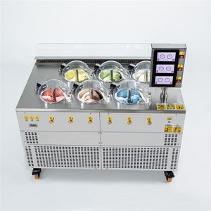 Machine à glaces et gelato professionnelle PRO V6, fabriquée en Chine, avec <span class=keywords><strong>6</strong></span> <span class=keywords><strong>pots</strong></span> cylindriques en acier inoxydable, pour yaourt, lait, fruits et chocolat. - Product Image 1