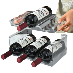 Portabottiglie per vino in plastica per frigorifero, ripiano di conservazione per bevande con una birra impilabile, luce moderna di lusso sostenibile, trasparente creativo - Product Image 1