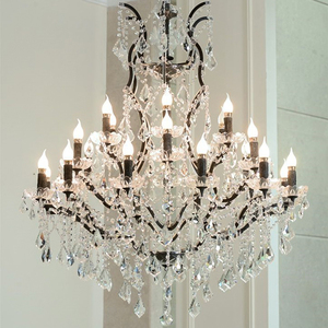 Lớn Màu Đen Vòng Sắt Đồng Quê Mộc Mạc Pha Lê Orb Đèn Chùm Đèn Trần Và Ánh Sáng Mặt Dây Chuyền Cho Phòng - Product Image 2