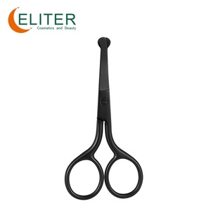 Tijeras para el pelo de la nariz negras de acero inoxidable con hoja recta curva Eliter, tijeras de manicura, corte de uñas para cutículas negras - Product Image 1