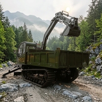 Chargeuse-pelleteuse robuste de 8 tonnes avec bras d'excavatrice et benne basculante