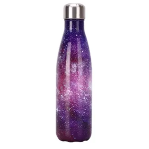 Custom Logo 500ml Cola Shaped Starry Sky Vacuum Thermal Insulated Stainless Steel Water Bottle