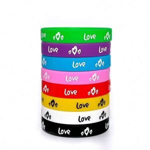 Custom Printed Silicone <b>Love</b> Logo Colored <b>Bracelet</b> for Couples Valentine's Day Promotions Other Events Wristband - Product Image 4