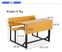 Bureaux d'étude pour salles de classe, bureaux en bois, bureaux minimalistes deux places, bureaux pour cours de formation, bureaux sur mesure