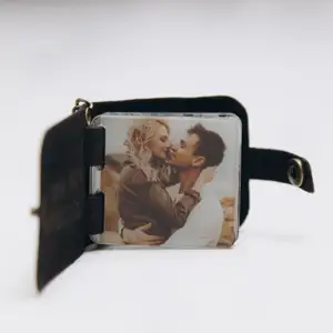 Personalized Small Album Unique Anniversary Gift Pu Leather Mini Keychain Photo Album