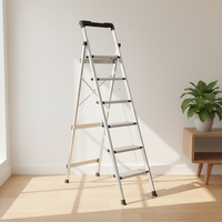 Échelle escamotable domestique en aluminium à 6 marches avec étui à outils, portable