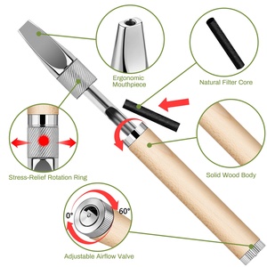 Natural Wood Steel Vaporless Inhaler Stick Anxiety Relief Custom Logo Refillable Focus Stress Relief - Product Image 2