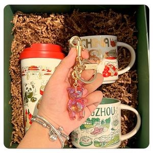 New Cartoon Bear Crystal Keychain High Quality Metal <b>Key</b> <b>Ring</b> with Cute PVC Animal Pendant Creative Bag Charm - Product Image 5
