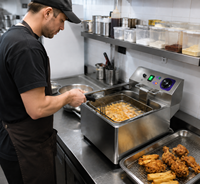 Friteuse électrique professionnelle 4L en acier inoxydable, friteuse de comptoir avec thermostat pour équipement de cuisine de restauration