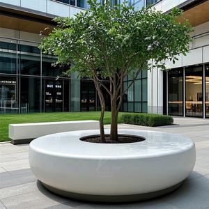 เก้าอี้สระน้ำไฟเบอร์กลาสออกแบบต้นไม้สไตล์โมเดิร์นที่นั่งกระถางดอกไม้สำหรับโรงแรมกลางแจ้งสวนสาธารณะห้างสรรพสินค้า - Product Image 6