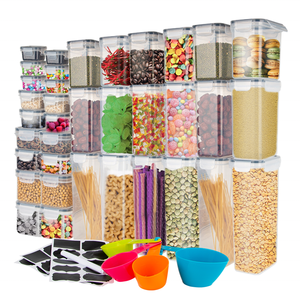 Gloway OEM 36pcs 42pcs Nhà Bếp Đựng thức ăn Organizer BPA-free hộp nhựa & nhãn Spoon Set thực phẩm lưu trữ <span class=keywords><strong>Container</strong></span> có nắp đậy - Product Image 2