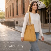 Sac fourre-tout en velours côtelé personnalisé avec logo, 40x40cm, réutilisable, souple, pour femme, idéal pour le shopping, les courses et les trajets quotidiens