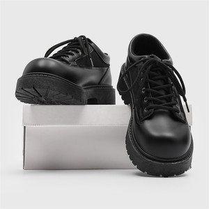 Chaussures Derby décontractées pour hommes, <span class=keywords><strong>originales</strong></span>, haut de gamme, noires, à semelle épaisse, rehaussantes, en PU, à lacets, respirantes, en maille, style Cleanfit - Product Image 6