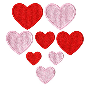 Set di Toppe Ricamate 3D a Cuore in Ciniglia Rossa e Rosa, Termoadesive in Tessuto Non Tessuto, Multi-Misura per Vestiti, Borse, Cappelli, San Valentino - Product Image 1