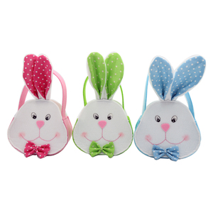 Cesta de Pascua de fieltro personalizada, bolsa de huevo en forma de conejo, decoración de dulces de Pascua, Cubo de conejo