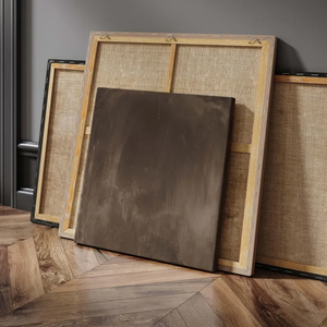 Pintura al Óleo sobre Lienzo Minimalista en Tonos Tierra, Estilo Wabi-Sabi, Color Marrón Oscuro, Pintada a Mano por B&C ART, Arte de Pared de Guangdong - Product Image 3