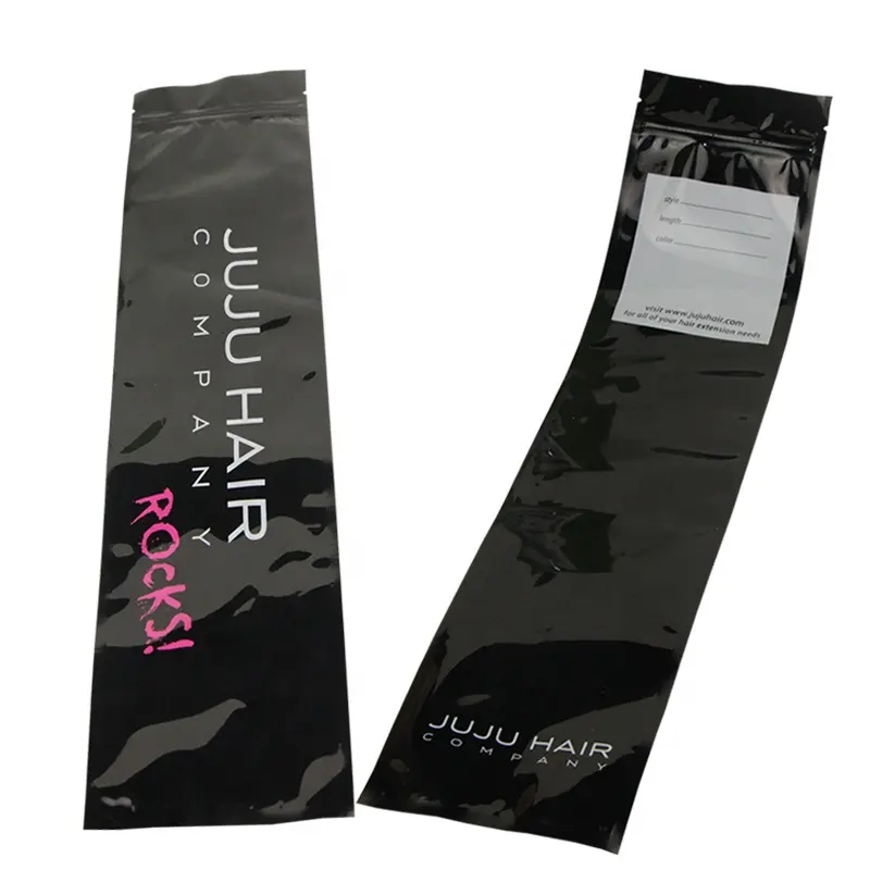 digital custom reclosable ziplock foil wig packing bags zipper plastic hair extension packaging bags pouches