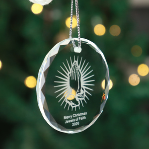 Custom Logo <b>Engraved</b> Crystal Hanging Ornaments Sublimation Printing Glass Christmas Ornaments Gifts - Product Image 3