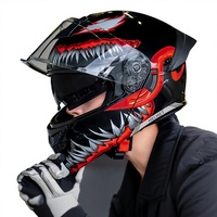 Casque de moto intégral certifié 3C/DOT en ABS pour homme, style Venom, thermique, rabattable, toutes saisons, avec visière transparente