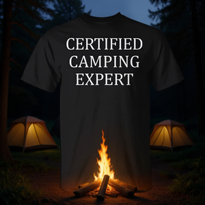 T-shirt Certificata Camping Expert Nera per Adulti Unisex - Product Image 3