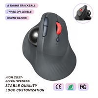 Souris verticale ergonomique filaire avec commande au pouce, 3 niveaux DPI (800, 1200, 1600), silencieuse, optique USB, câble de 2m, fourniture en gros OEM ODM