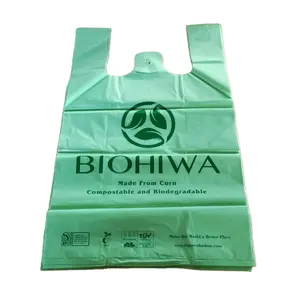 China Factory Eco Friendly T-shirt Bags Biodegradable Composable Bio Degradable Cornstarch Carry T Shirt Shopping Bags