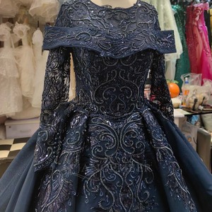 Lsany223 Vestido de Noche Moderno Azul para Maternidad, Estilo Bola, con Cola Capilla y Escote Corazón, Personalizable por el Fabricante, para Mujeres Musulmanas - Product Image 5