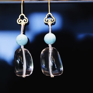 Thời Trang Tự Nhiên Nguyên Chất Cơ Thể Trắng Pha Lê Tòn Ten Hình Giọt Nước Bông Tai Nữ Linh Vật Tự Làm Đồ Trang Sức Cưới - Product Image 1