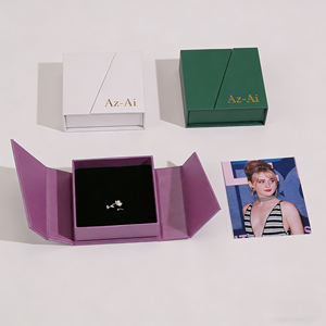 New Arrival Square Double Open Door Design <b>Magnetic</b> Closure Customized Color Jewelry Boxes with Ribbons for Rings and <b>Bracelets</b> - Product Image 1